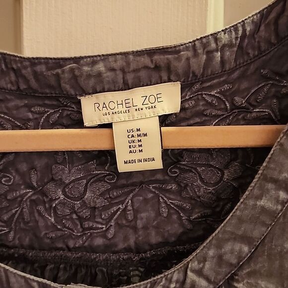 Rachel Zoe cotton lace & eyelet swing tank top SZ Medium flowy button detail - Picture 2 of 12